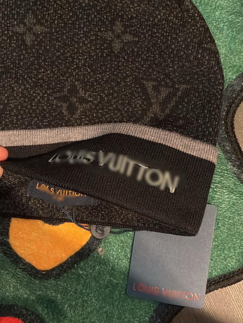 Black Monogram Knit Beanie - Picture 3 of 3